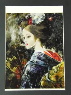 鶴岡義雄、月下三舞妓、希少画な集画、状態良好、新品高級額・額装付 画家・鶴岡義雄の作品 絵画・舞妓油彩画・鼓／オール堂