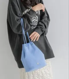 水色 ショルダーバッグ 巾着バッグ　ローリーズファーム