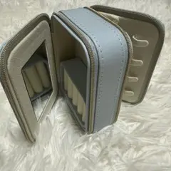 ジュエリーボックス アクセサリーケース ミニ 旅行用 鏡付き ライトブルー