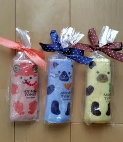 動物ミニタオル(ミニハンカチ)セット（3色）