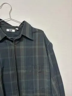 ユニクロ チェック柄 長袖シャツ グレー系