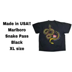 USA製TULTEX マルボロ snake pass L スネークパス 黒 90s USA製 Marlboro snake pass マルボロ Tシャツ 半袖 スネーク