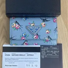 美品　激レア　PRADA プラダ　燕柄　ツバメ　フラワー　キーケース