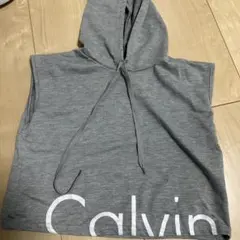 Calvin グレー フード付きノースリーブ