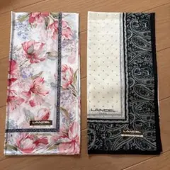 LANCEL レディース花柄&メンズペイズリーハンカチ 2枚セット