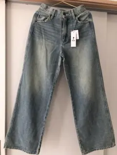 WEGO ストレートデニムパンツ　ハイウエストスカイブルー　新品タグ付