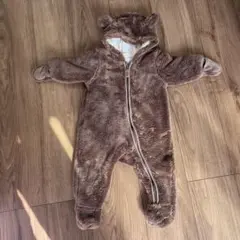 H&M クマ耳付きカバーオール　ベビー　約60センチ　茶色