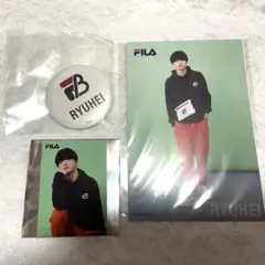 未開封FILA×BE:FIRSTポストカード2枚&ステッカー缶バッチ リュウヘイ