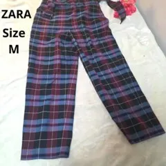 【オシャレ☆ZARA】あずき色　青　黒　チェックパンツ　サイズM