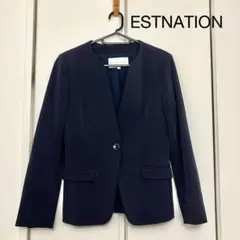 ESTNATION エストネーション　ノーカラージャケット　ネイビー
