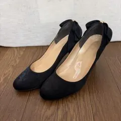 黒 リボン付き ハイヒールパンプスのサムネイル