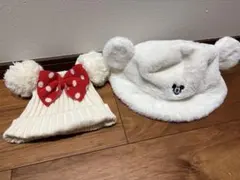 東京ディズニーリゾート　ミニーマウス・ミッキーマウス冬用　帽子2点セット