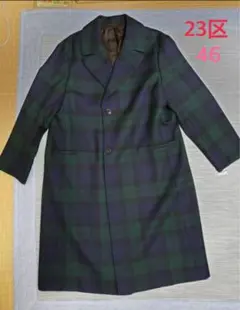 23区　大きいサイズ　 46 チェック　ロングコート