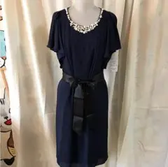 273.ビジュー付き ドレスワンピ L 結婚式、パーティ用