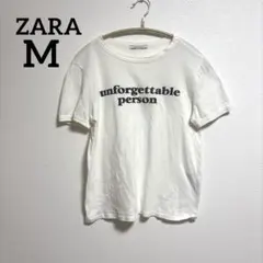 【ZARA】ザラ 英字ロゴ Tシャツ M ホワイト コットン100% 半袖 白のサムネイル