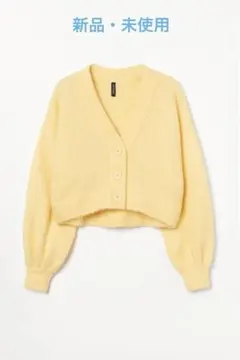 ニットカーディガン H&M 黄色 イエロー ショート丈 長袖 ニット アウター
