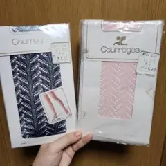 クレージュ レースストッキング（網タイツ） S-L ネイビー　ピンク