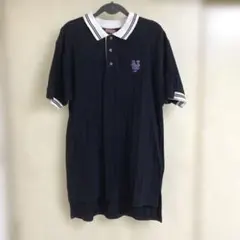 ロゴ刺繍 ポロシャツネイビー ストライプ ワンピース 服 レディース