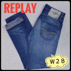 【希少品】 REPLAY　デニムパンツ　ユーズド加工　W28　ボタンフライのサムネイル