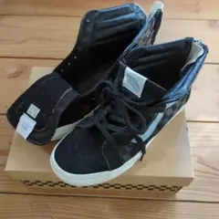 24.5cm　VANS ブラック チェック柄　 ハイカットスニーカー　箱付