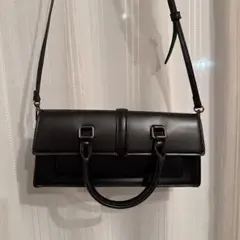 ZARA ブラック レザー ショルダーバッグ