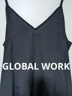 グローバルワーク　キャミワンピース　チェック　フレアワンピース