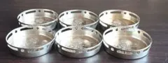 骨董品 大正～昭和初期 雷紋と象彫刻の金属製 茶托 コースター6枚セット