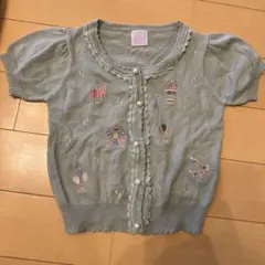 axes femme kids 刺繍カーディガン グリーン