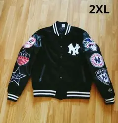 マジェスティック MLB ニューヨーク ヤンキース 刺繍ロゴ 袖レザースタジャン