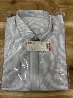 UNIQLO オックスフォードストライプシャツ M グレー