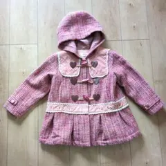 Souris フード付きピンクツイードコート 中古品