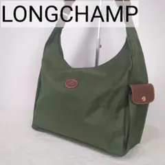 【美品】LONGCHAMP　ラウンドショルダー　ナイロン　革ロゴ　A4収納可