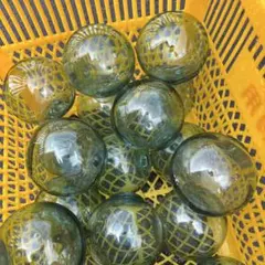 希少・25個セット】レトロ ガラス 浮き玉 漁具 ビン玉 インテリア 網