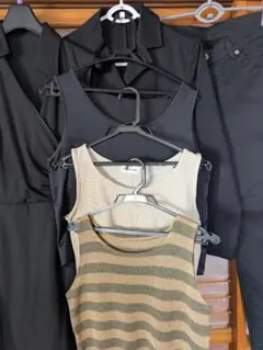 まとめ売り　レディース　婦人服　6点　スーツ　ワンピース　パンツ　ブラック系　綿