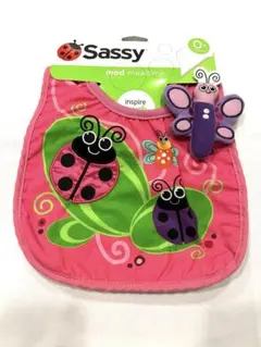 【新品未使用】Sassy ベビー ビブお食事エプロン スタイ ピンク カサカサ音