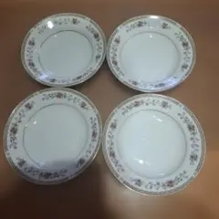 昭和レトロ　花柄陶器皿4枚セット