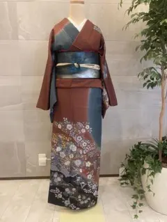 値下げ　訪問着 袷 草花 芝 金彩 ぼかし 帯セット