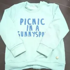 ミントグリーン 長袖カットソー　裏起毛