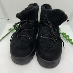 美品❤️ブラック ボア厚底ショートブーツ LL