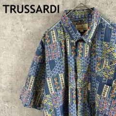 TRUSSARDI 多色柄 半袖シャツ　花柄　日本製　Lサイズメンズ　カラフルのサムネイル