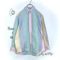 ラルフローレン マルチストライプ BDシャツ 20サイズ パステルカラー刺繍ロゴ