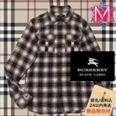 ■BURBERRY BLACK LABEL グレー系チェックネルシャツ