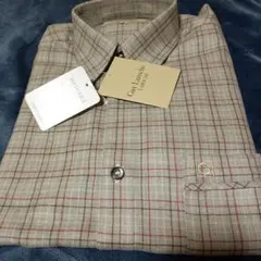 【送料無料】Guy Laroche 長袖ウォッシャブルウールチェックシャツ　S