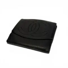 CHANEL レザー キャビアスキン ココマーク ヴィンテージ 三つ折り財布