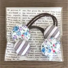 1点限り【新品】ヘアゴム2個セット(小花&ストライプ)青系