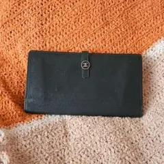 CHANEL 長財布 シャネル ココボタン カーフ レザー 二つ折り ブラック