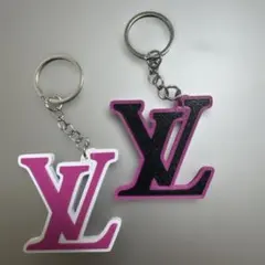 VLロゴ キーホルダー ピンク ブラック 2個セット