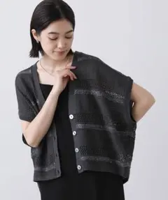 新品！Gready BrilliantスパンコールメッシュＶネックニットのサムネイル