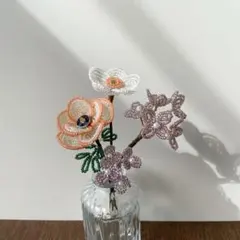 アネモネとライラックとシュウメイギクのブーケ