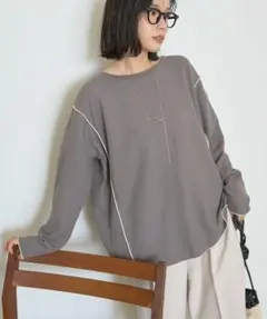 新品タグ付き　アメリカンホリック　ワッフル配色メロープルオーバー　グレー